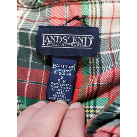 Vtge‎ Lands End Red Plaid Womans Size S Ruffle Neck Nightgown - Picture 5 of 5